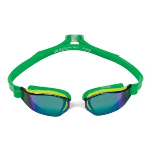 mp michael phelps xceed competetive swimming goggles - made in italy - unisex adult goggles for men and women | green mirrored, yellow & green, ep1310703lmv