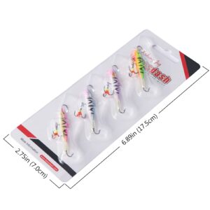 BASSDASH Ice Fishing Lures with Glide Tail Wings Winter Ice Jigging Fishing Jigs for Bass Perch Walleye Pike