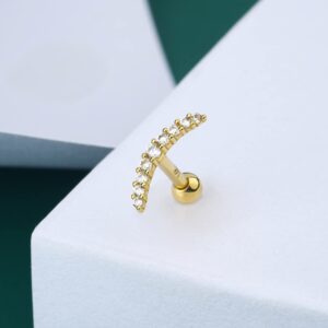 COCHARM 14k Solid Gold Helix Earrings Sud 16g Yellow Gold Climb Cartilage Earring Stud Real Gold 16 Gauge Helix Piercing Jewelry for Women