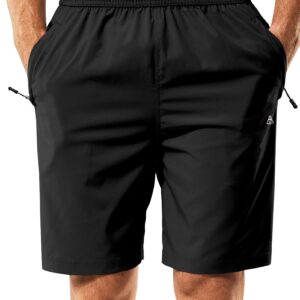 Haimont Mens Black Athletic Shorts Quick Dry Running Shorts with Zipper Pocket Lightweight Workout Linerless L