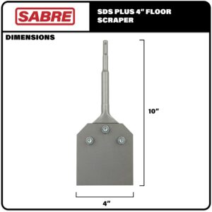 Sabre Tools 4 Inch SDS Plus Floor Scraper Tool Kit, Removes Thinset & Adhesives, Works with SDS-Plus Rotary Hammer (4" x 10") Tool, Extra Blade and Bolts