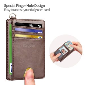 EcoVision Slim Minimalist Front Pocket Wallet, RFID Blocking Credit Card Holder Wallet with Detachable D-Shackle for Men Women