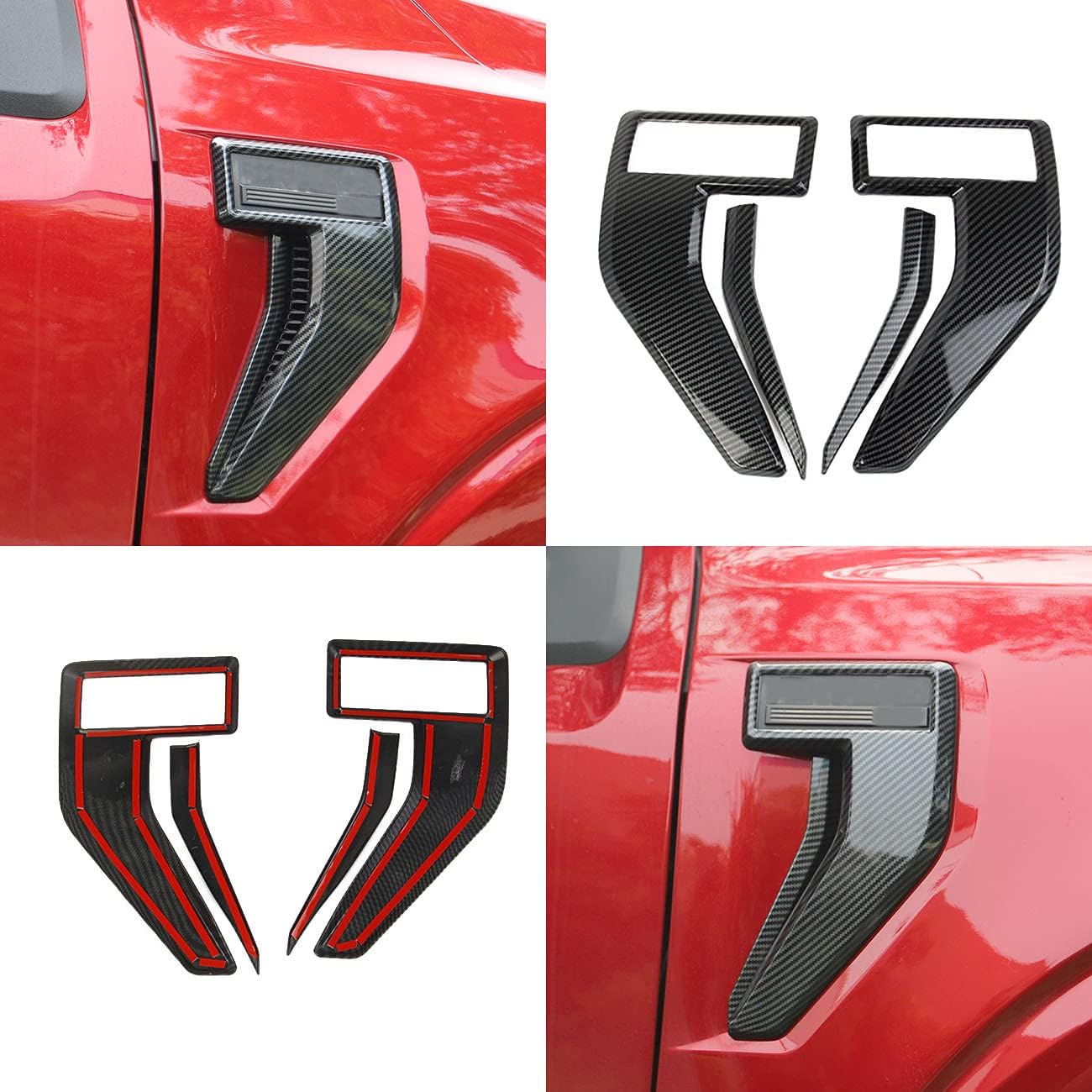 Korlot Carbon Fiber Side Vent Fender Badge Emblem Cover Trims Accessories fit for Ford F150 2021+ for 2023 F250 F350 Super Duty