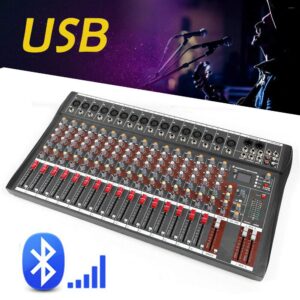 TFCFL 16 Channel Audio Mixer Professional Usb Audio Interface Sound Board Console Desk System Interface Digital USB Computer Phantom Power Stereo DJ Studio Metal+plastic Black