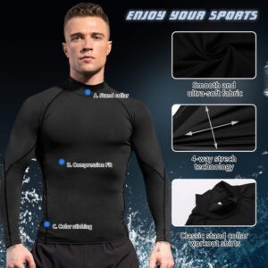 Men's Compression Shirts Long Sleeve Athletic Workout Tops Gym Undershirts Active Sports Baselayers Black Medium