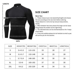 Men's Compression Shirts Long Sleeve Athletic Workout Tops Gym Undershirts Active Sports Baselayers Black Medium