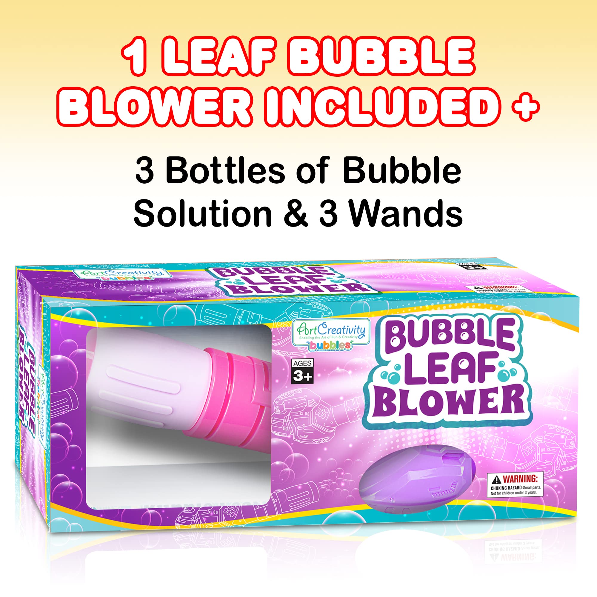 ArtCreativity Bubble Leaf Blower, Bubble Machine Outside Outdoor Toys for Toddlers 1-3, Summer Toys for Girls, for Kids, Preschool, First Birthday Gifts for Girls & Boys, Pink & Purple