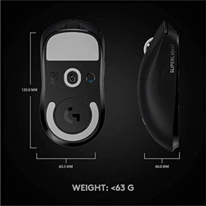 Logitech G PRO X Superlight Wireless Gaming Mouse, Ultra-Lightweight, Hero 25K Sensor, 25,600 DPI, 5 Programmable Buttons, Long Battery Life, Compatible with PC/Mac - Black (Renewed)