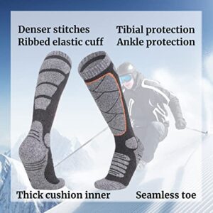 Ekouaer Ski Socks for Men & Women, Skiing, Snowboarding, Winter Sports, Knee-High, Warm, Breathable 2 Pairs Pack