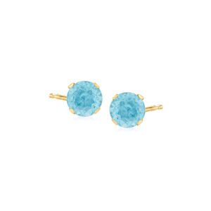 ross-simons 2.00 ct. t.w. swiss blue topaz martini stud earrings in 14kt yellow gold