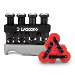 D'Addario Accessories Varigrip Finger Strengthener with Fiddilink - Finger Exerciser & Guitar Trainer with Simulated Strings for Callus Building - Strengthening & Coordination Tool for Guitar Players