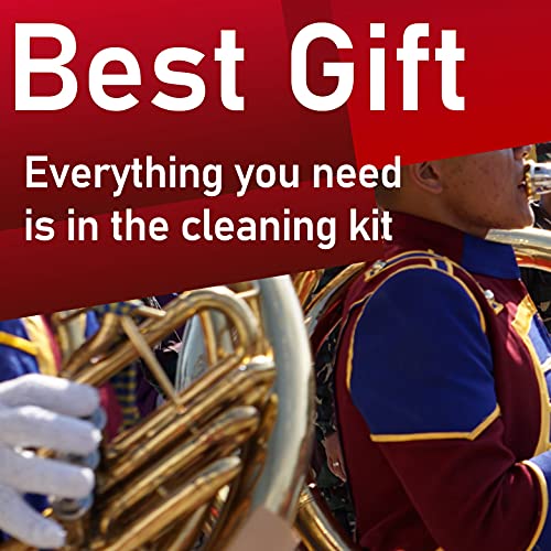 Libretto Low Brass ALL-INCLUSIVE Cleaning Kit with Instructions: Valve Oil + Slide Grease + Cleaning Cloth + Mouthpiece/Valve/Bore Brushes. A Great Gift for Tuba, Euphonium, Baritone, Sousaphone &More