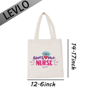 LEVLO Best Nurse Gift Awesome Nurse Shopping Bag Birthday Present Nurse Tote Bags (Awesome Nurse)