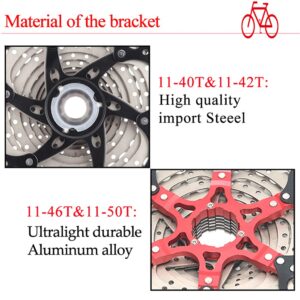 Bolany 8/9/10/11 Speed Cassette 11-40/42/46/50T Mountain Bike,Lightweight Bicycle MTB Cassettes, fit Shimano/SRAM/FSA/Campagnolo/KMC XC AM DH MTB 6/7/8/9/10/11S Chains