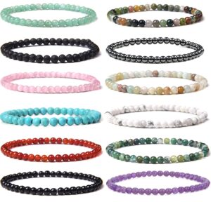 sonnyx 12 pieces 4mm mini gemstone bracelets for women men natural stone bracelets handmade crystal beaded stretch bracelet unisex couple bracelets