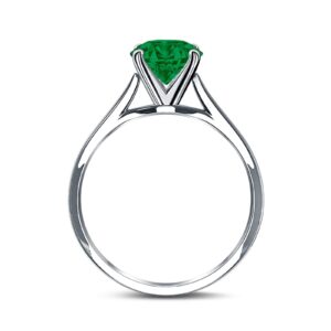 Blue Apple Co. Simulated Green Emerald CZ Size-8 Oval Cut Cathedral Solitaire Wedding Engagement Ring 925 Sterling Silver