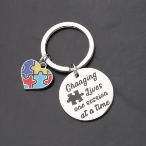 CENWA ABA Therapist Gift Changing Lives One Session at a Time Therapist Keychain Autism Awareness Gift (Changing Lives k)