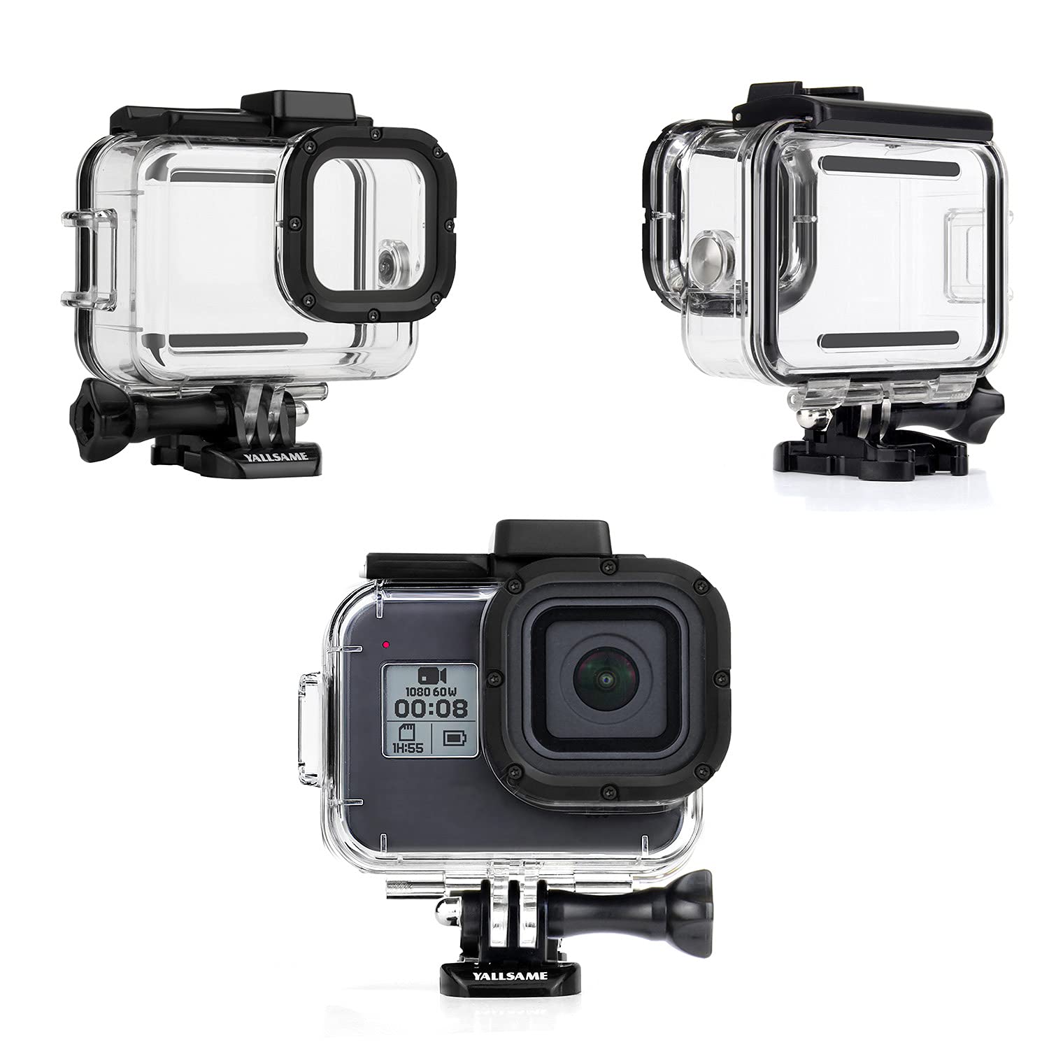 YALLSAME Waterproof Case Housing Case for GoPro Hero 8 Black Action Camera 196ft / 60m Underwater Protective Dive Accessory for GoPro 8 Black Ideal for Scuba Diving Snorkeling Photography Recording