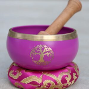 Tree Of Life Singing Bowl Complete Set ~ For Meditation, Yoga, Spiritual Healing and Mindfulness (Pink)