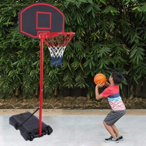 Elitezip Portable Basketball Hoop and Goal, Height Adjustable 5-7ft/6-10ft Outdoor Basketball Goal for Youth Kids Indoor Outdoor Use (Red-Adjustable Height 5ft-7ft)