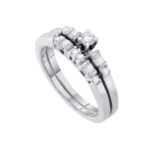 Dazzlingrock Collection 0.3 Carat (Ctw) 1/3ct-Diamond Bridal Set, 10K White Gold, Size 10