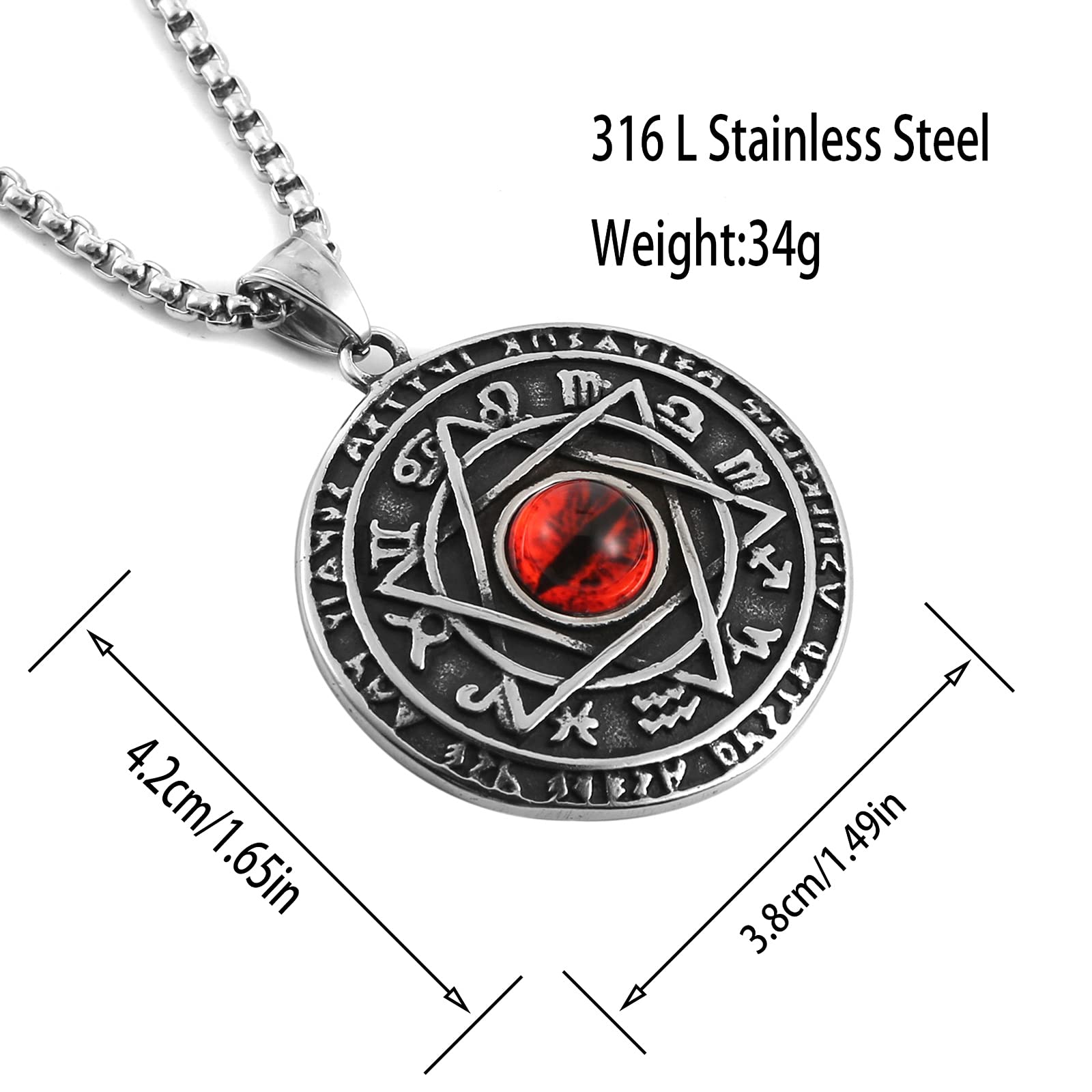 STWTR Red Eye Amulet Seal Solomon Hexagonal Star Twelve Constellation Pendant Blue Eye Stainless Steel Necklace