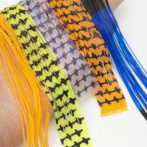 10 Colors 20 pcs Fishing Jig Lures Rubber Skirt Tab Multicolor Silicone Skirts Whole Sheet DIY Spinner Bait Squid Rubber Thread Lures Regular Skirt Collars Included Fly Tying Material Stripe Spots