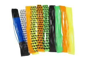 10 colors 20 pcs fishing jig lures rubber skirt tab multicolor silicone skirts whole sheet diy spinner bait squid rubber thread lures regular skirt collars included fly tying material stripe spots