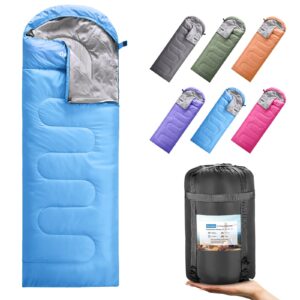 sleeping bags for adults & kids (girls or boys) - use for backpacking, hiking and camping - suitable for warm & cold weather - lightweight, portable, waterproof (dark blue/left zip)