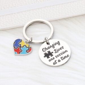 CENWA ABA Therapist Gift Changing Lives One Session at a Time Therapist Keychain Autism Awareness Gift (Changing Lives k)