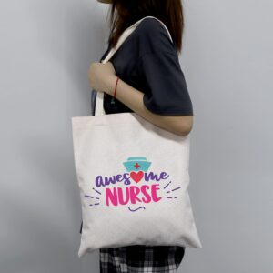 LEVLO Best Nurse Gift Awesome Nurse Shopping Bag Birthday Present Nurse Tote Bags (Awesome Nurse)