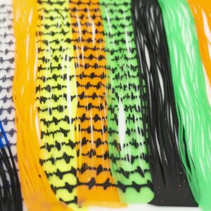 10 Colors 20 pcs Fishing Jig Lures Rubber Skirt Tab Multicolor Silicone Skirts Whole Sheet DIY Spinner Bait Squid Rubber Thread Lures Regular Skirt Collars Included Fly Tying Material Stripe Spots