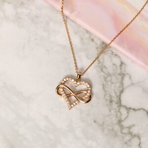 Sash & Soph Infinity Heart Necklace for Women. Rose Gold Plated 925 Sterling Silver Heart Necklace for Girlfriend, Love Heart Pendant on 18" Chain with 2" Extender