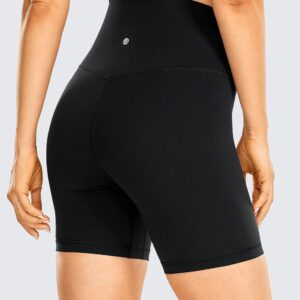 CRZ YOGA Women's Brushed Naked Feeling Biker Shorts 6'' - High Waist Matte Workout Gym Running Spandex Shorts Black Medium