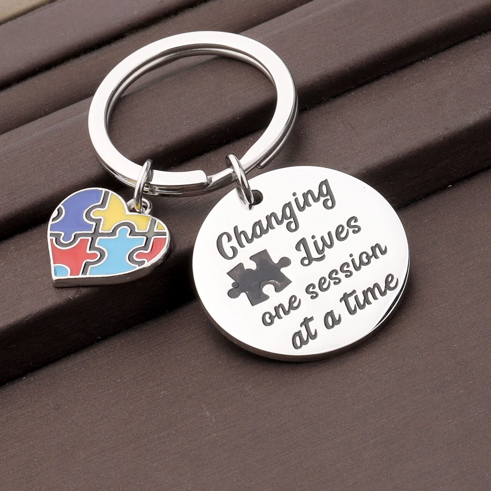 CENWA ABA Therapist Gift Changing Lives One Session at a Time Therapist Keychain Autism Awareness Gift (Changing Lives k)