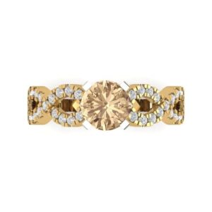 clara pucci 1.35 ct round cut solitaire yellow moissanite ideal engagement promise anniversary bridal designer ring 18k 2 tone gold 11