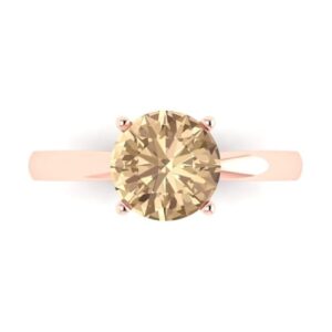 clara pucci 2.0 ct round cut solitaire yellow moissanite ideal engagement bridal promise anniversary designer ring in 18k rose gold 10.75