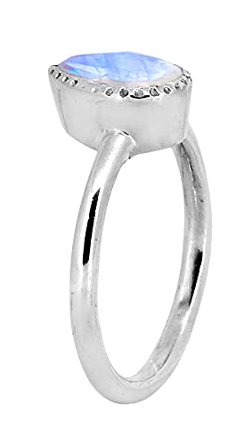 YoTreasure Moonstone Ring Solid 925 Sterling Silver Gemstone Jewelry