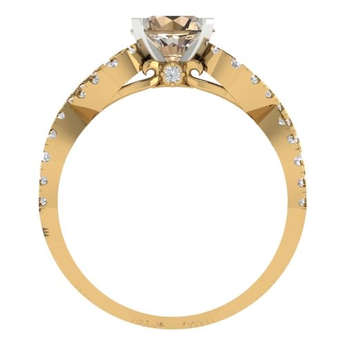 Clara Pucci 1.35 ct Round Cut Solitaire Yellow Moissanite Ideal Engagement Promise Anniversary Bridal Designer Ring 18k 2 tone Gold 11