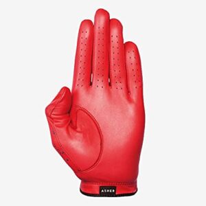 Asher Men's Premium RED Burst Golf Glove -- XL (goes on Left Hand)