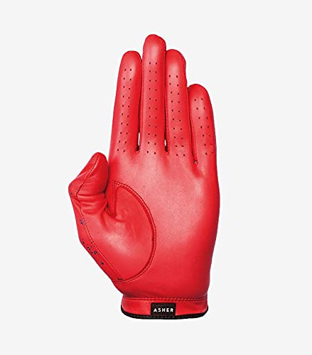 Asher Men's Premium RED Burst Golf Glove -- XL (goes on Left Hand)