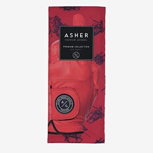 Asher Men's Premium RED Burst Golf Glove -- XL (goes on Left Hand)