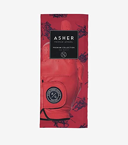 Asher Men's Premium RED Burst Golf Glove -- XL (goes on Left Hand)