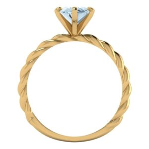 Clara Pucci 2ct Marquise Cut Solitaire Rope Knot Natural Swiss Blue Topaz Engagement Promise Anniversary Ring 18k yellow Gold 4.25