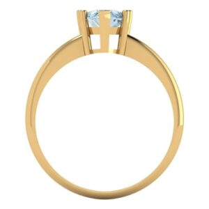 Clara Pucci 2.0 ct Pear Cut Solitaire Natural Swiss Blue Topaz VVS1 Engagement Bridal Promise Anniversary Ring 18k Yellow Gold Size 3.5