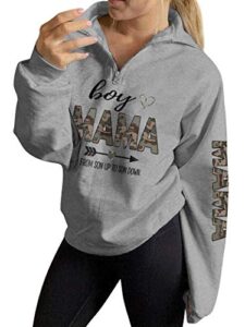 women boy mama from son up to son down sweatshirts mom of boys shirts zipper lapel neck short sleeve tops