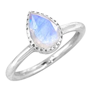 YoTreasure Moonstone Ring Solid 925 Sterling Silver Gemstone Jewelry