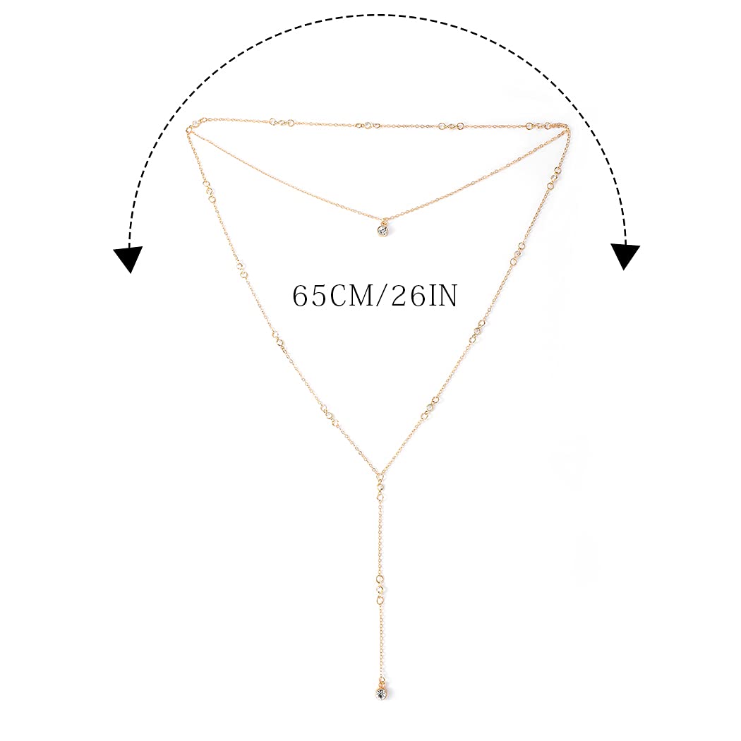 Jeweky Layered Gold Backdrop Chain Wedding Body Necklace Tassel Back Body Chain Accessory for Women