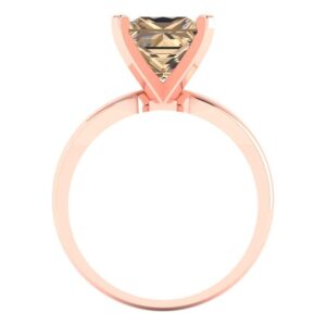 2.55 Princess Cut Solitaire VVS1 Yellow Moissanite Classic Bridal Wedding Statement Ring in 18K Rose Gold Size 6.75