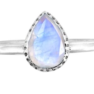 YoTreasure Moonstone Ring Solid 925 Sterling Silver Gemstone Jewelry